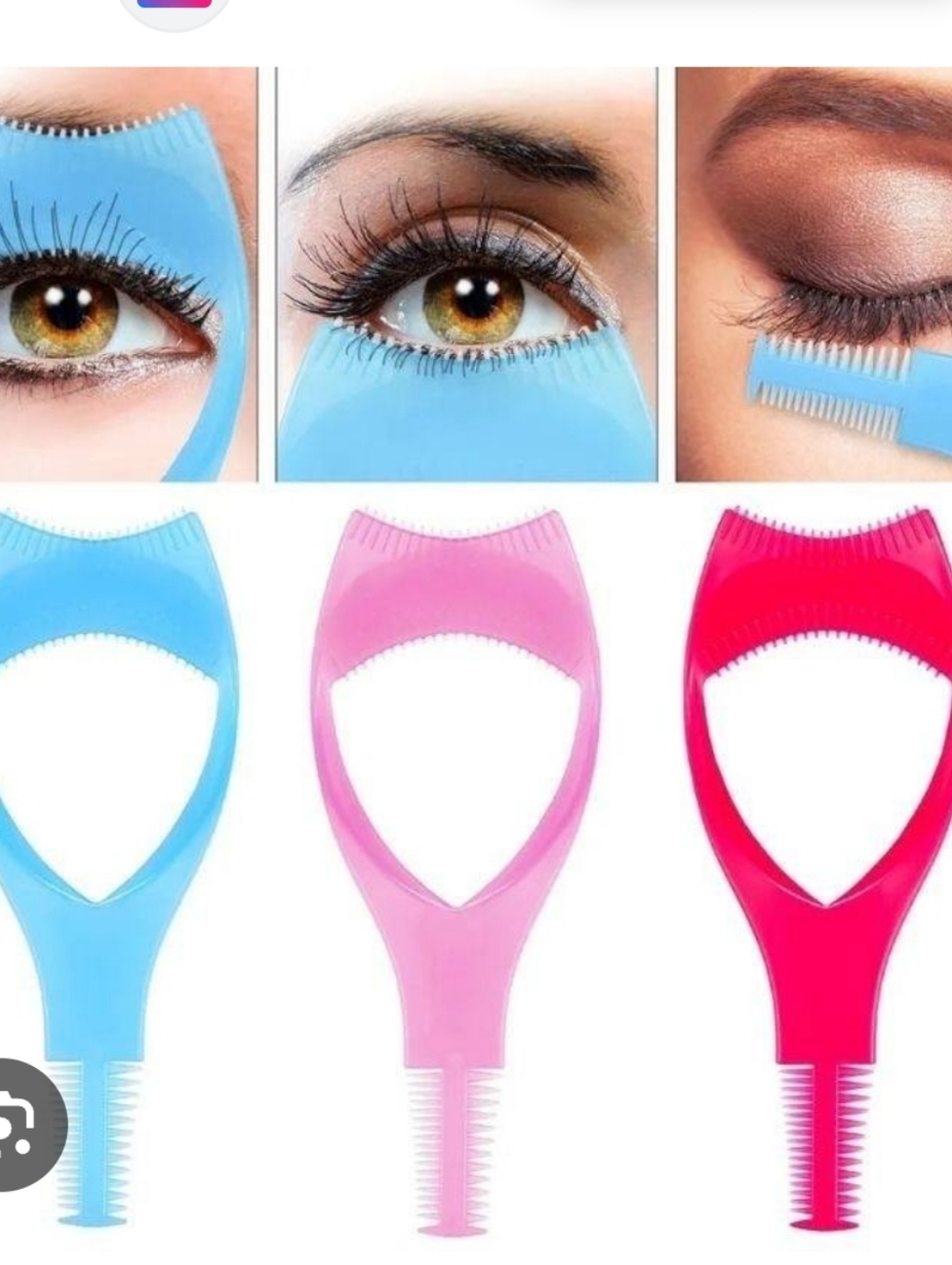 Eyelash Mascara Sheilds & Comb Tool - Blue, Pink, Red